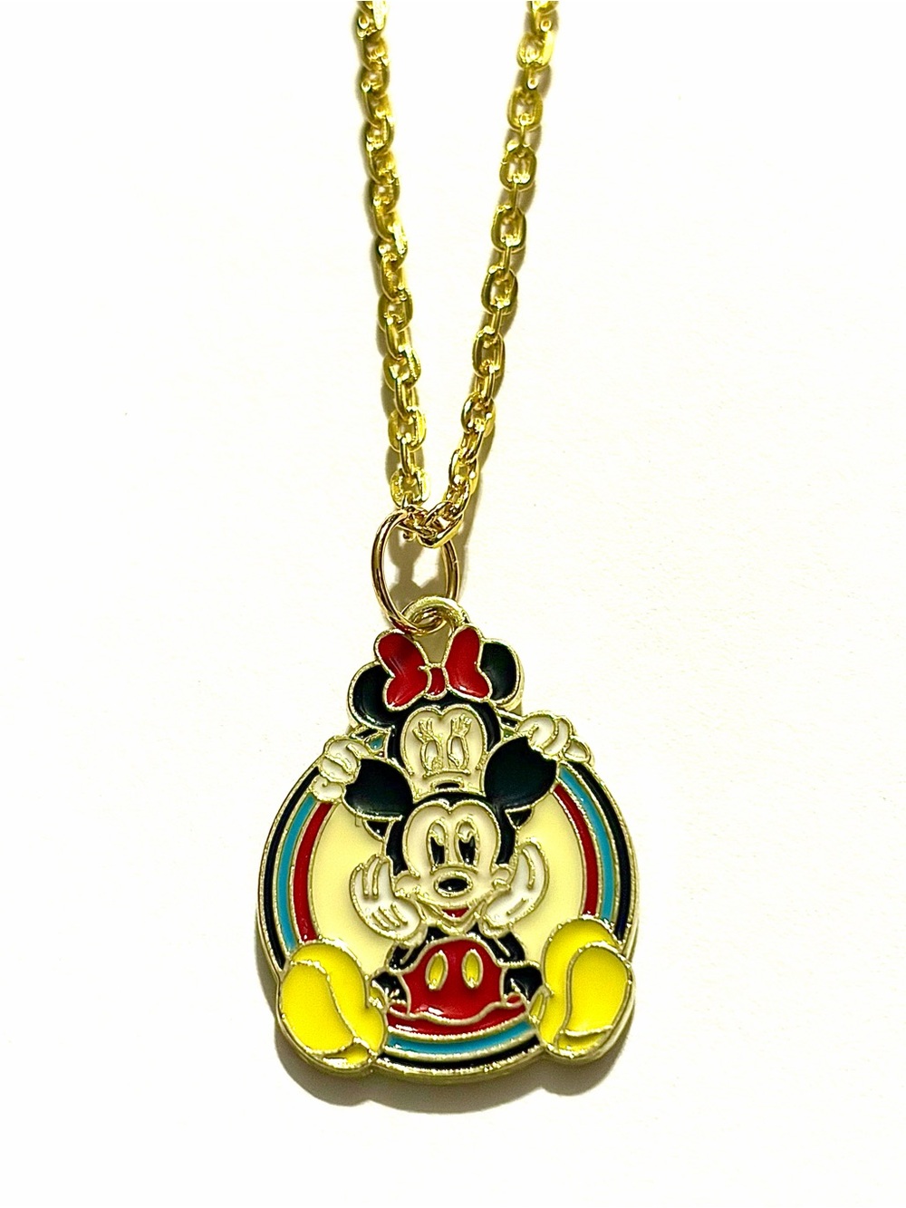 Retro Mickey & Minnie Pendant Necklace